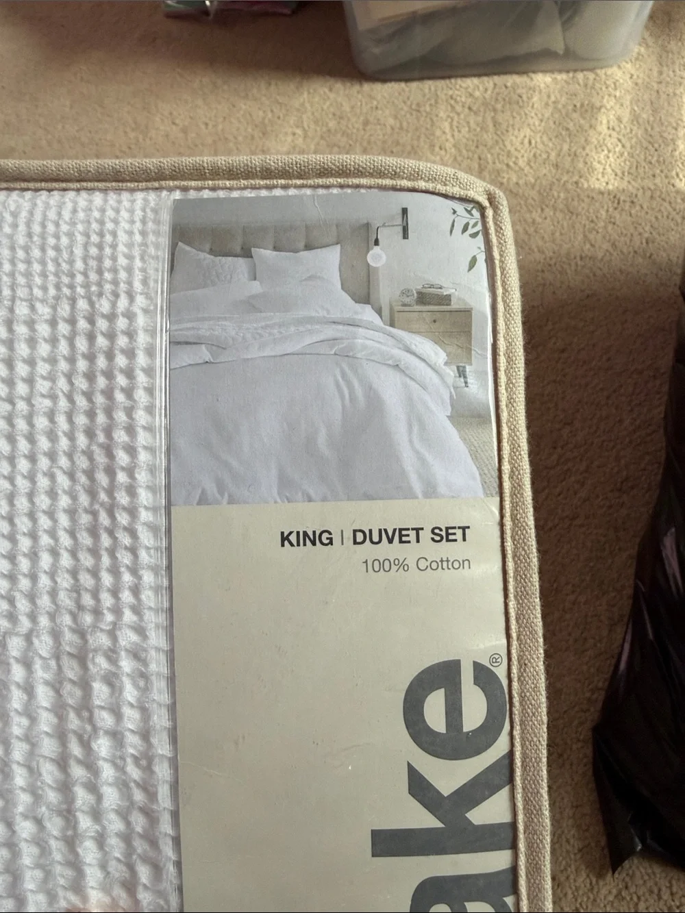 Oake White King Duvet Cover Set - Textured 100% Cotton
